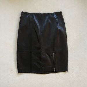 Talbots Black Leather Pencil Skirt